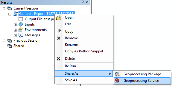 Publishing the geoprocessing service Publishing the geoprocessing service